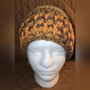 Handmade Chunky Knit Beanie - Brown and Tan